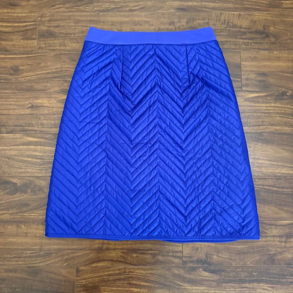Athleta Apres Ski Skirt Quilted Chevron Puffer Full Zip Pockets Size 6 Purple - Picture 8 of 12